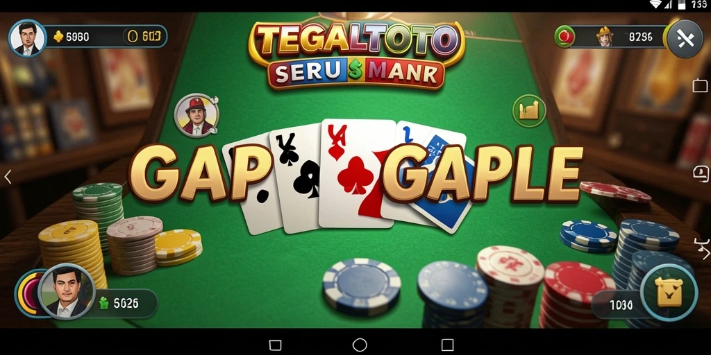 Tampilan gameplay TEGALTOTO dengan kartu Gaple yang seru.