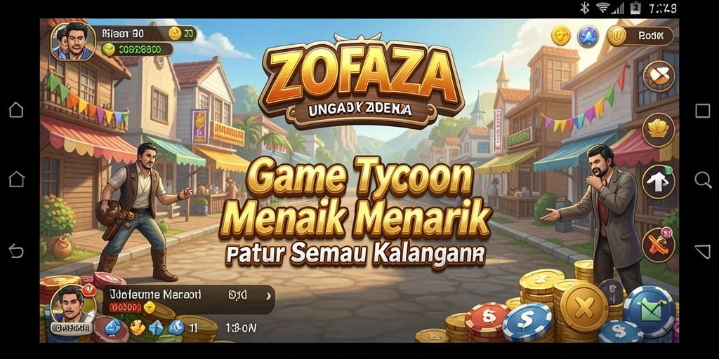 Screenshot ZOFAZA menampilkan gameplay Tycoon yang menarik dan dinamis.